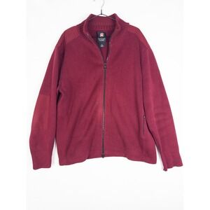 Victorinox Sweater Mens XL Red Cableknit Full Zip Cableknit Patched Utlity